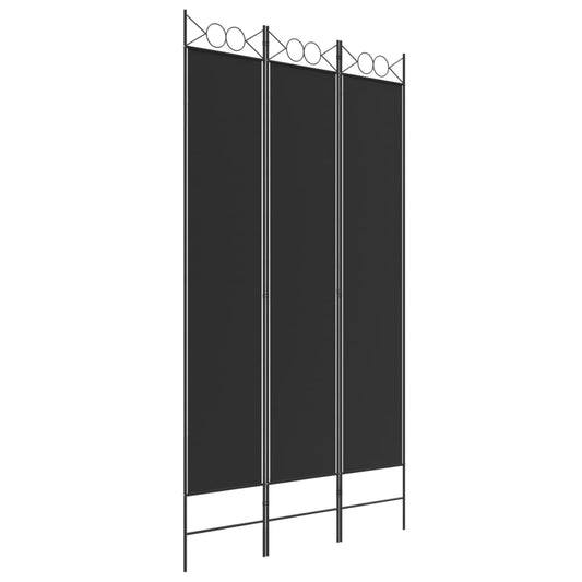 vidaXL 3-Panel Room Divider Black 120x220 cm Fabric