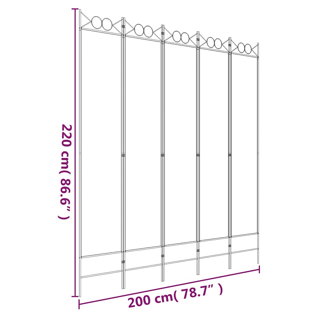 vidaXL 5-Panel Room Divider Anthracite 200x220 cm Fabric