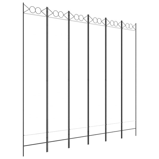 vidaXL 6-Panel Room Divider White 240x220 cm Fabric
