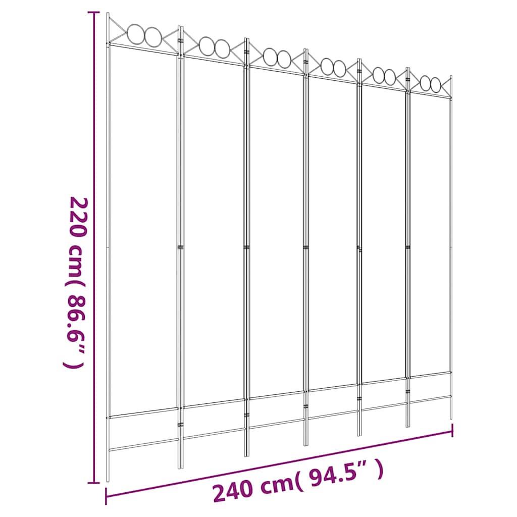 vidaXL 6-Panel Room Divider Brown 240x220 cm Fabric