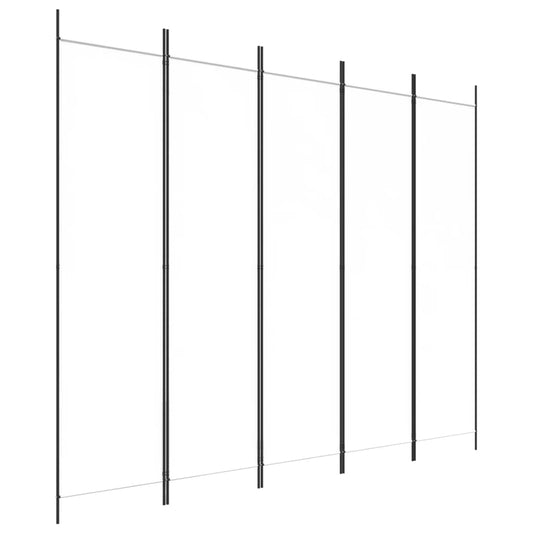 vidaXL 5-Panel Room Divider White 250x200 cm Fabric