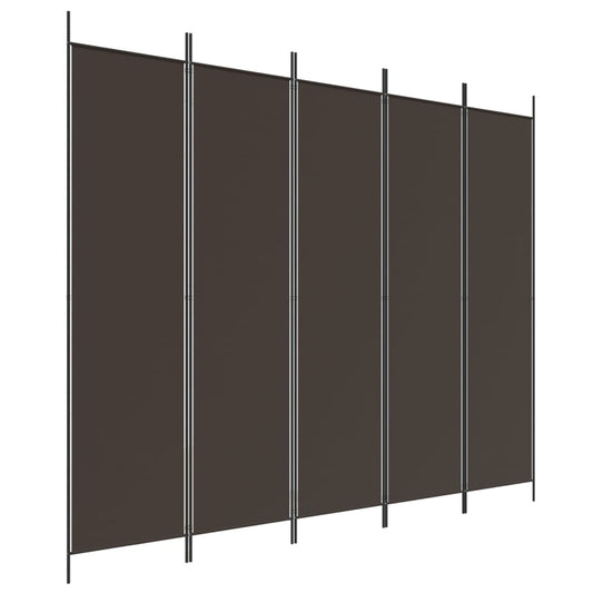vidaXL 5-Panel Room Divider Brown 250x200 cm Fabric