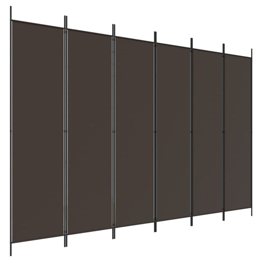 vidaXL 6-Panel Room Divider Brown 300x200 cm Fabric