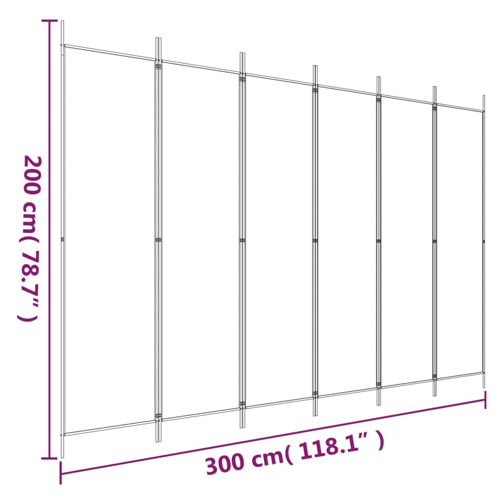 vidaXL 6-Panel Room Divider Brown 300x200 cm Fabric