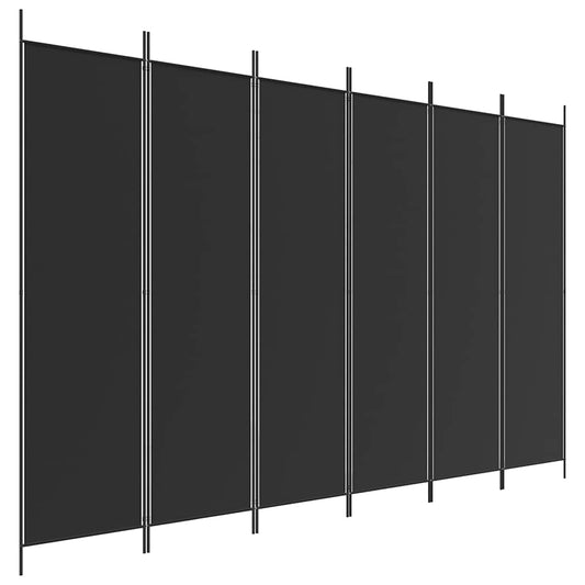 vidaXL 6-Panel Room Divider Black 300x200 cm Fabric
