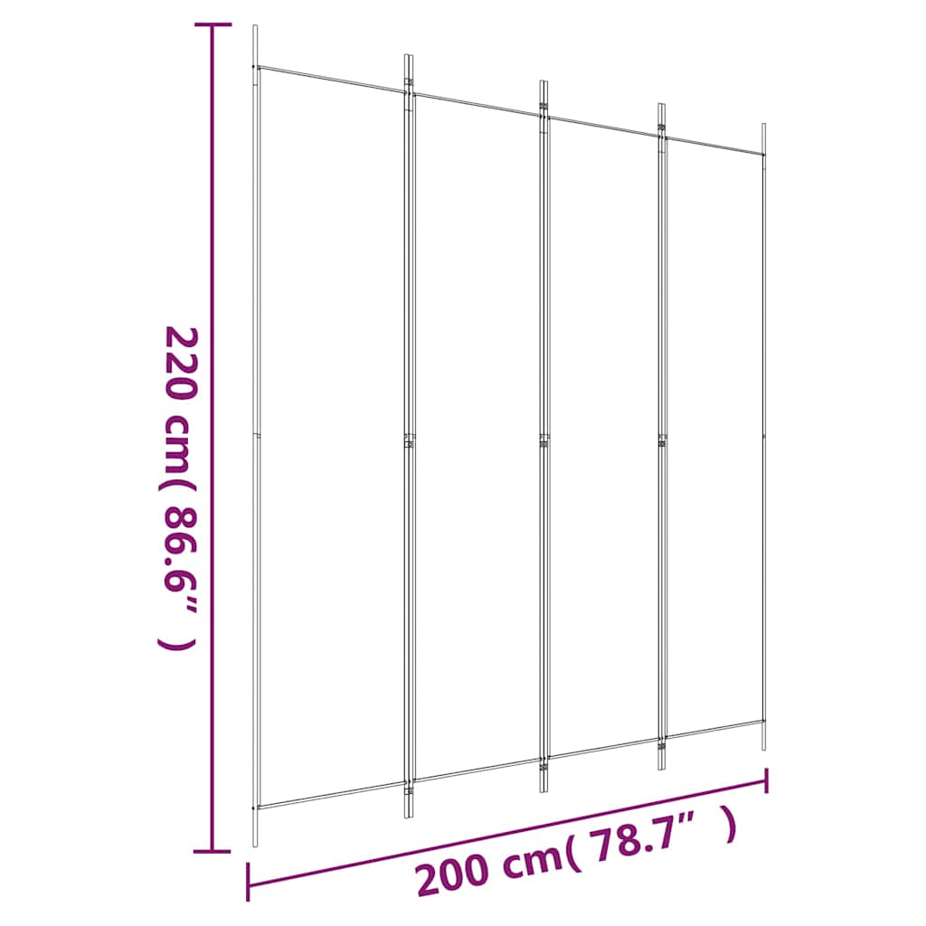 vidaXL 4-Panel Room Divider Brown 200x220 cm Fabric