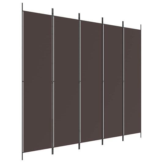 vidaXL 5-Panel Room Divider Brown 250x220 cm Fabric