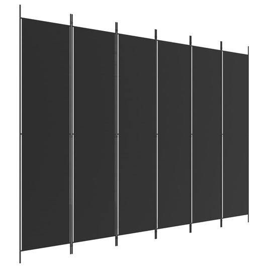 vidaXL 6-Panel Room Divider Black 300x220 cm Fabric