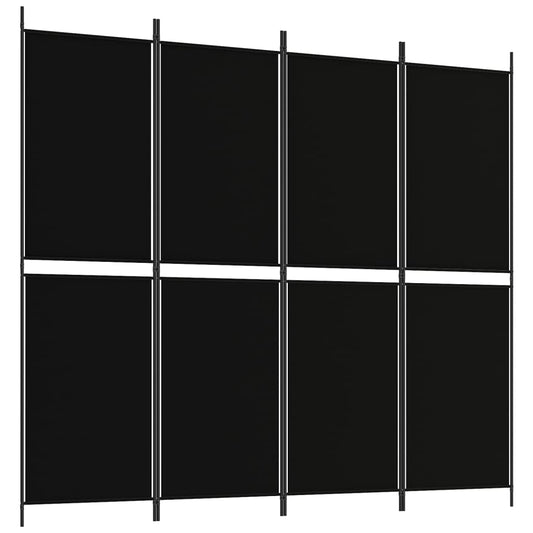 vidaXL 4-Panel Room Divider Black 200x180 cm Fabric