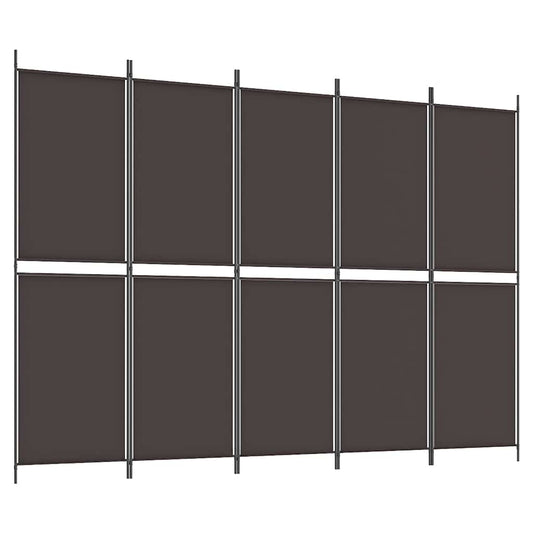 vidaXL 5-Panel Room Divider Brown 250x180 cm Fabric