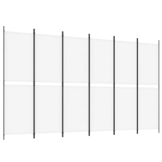 vidaXL 6-Panel Room Divider White 300x180 cm Fabric