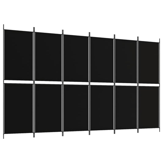 vidaXL 6-Panel Room Divider Black 300x180 cm Fabric