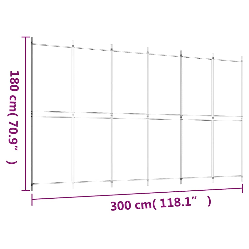 vidaXL 6-Panel Room Divider Black 300x180 cm Fabric