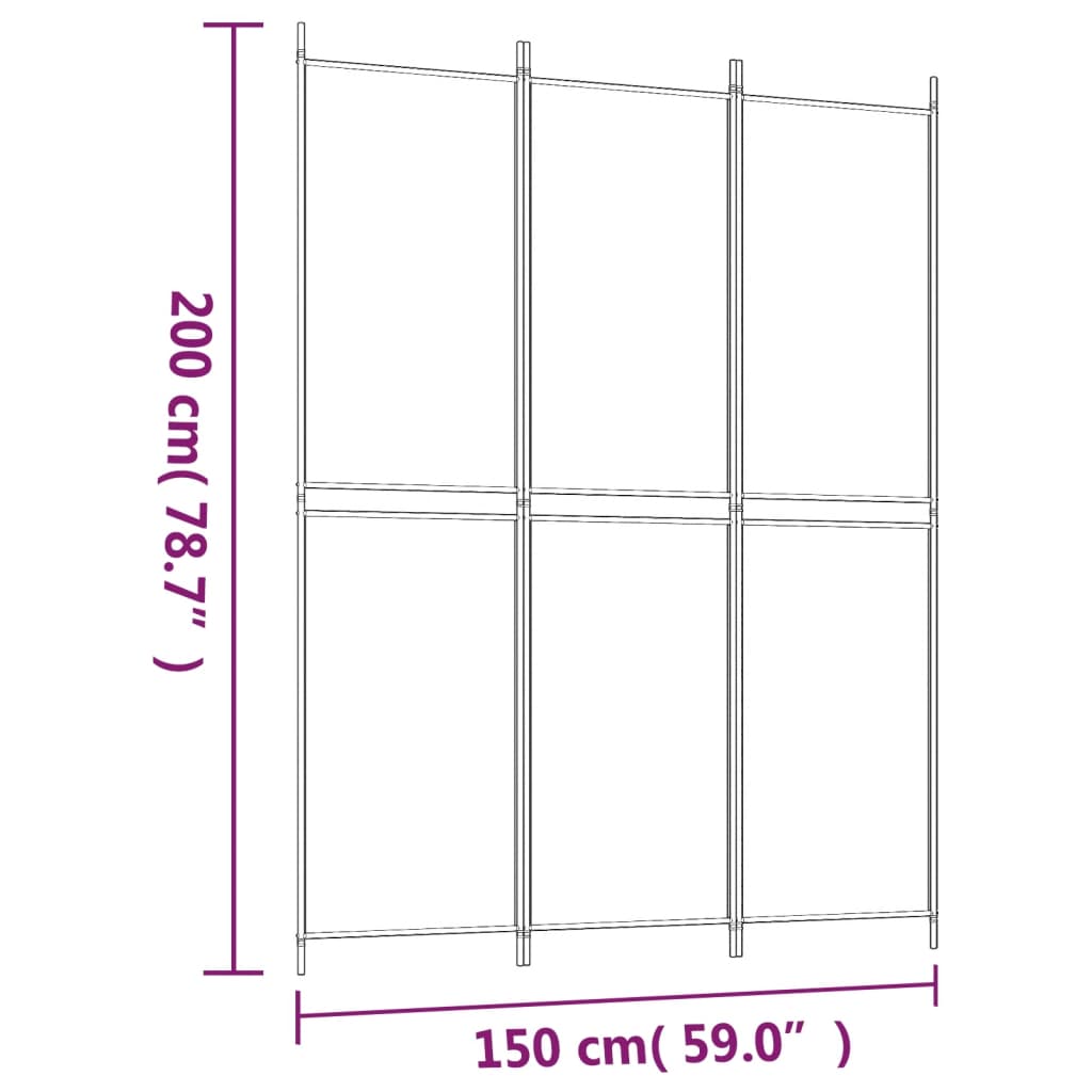 vidaXL 3-Panel Room Divider Anthracite 150x200 cm Fabric