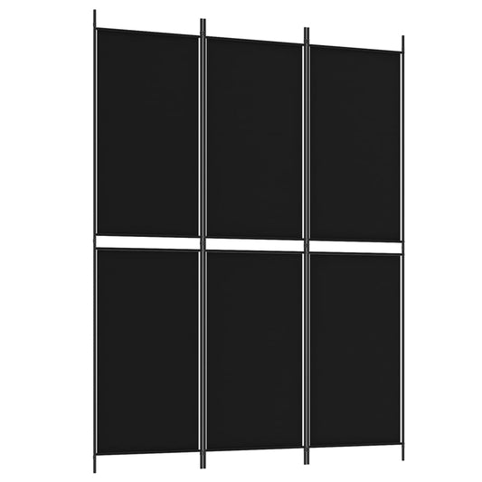 vidaXL 3-Panel Room Divider Black 150x200 cm Fabric