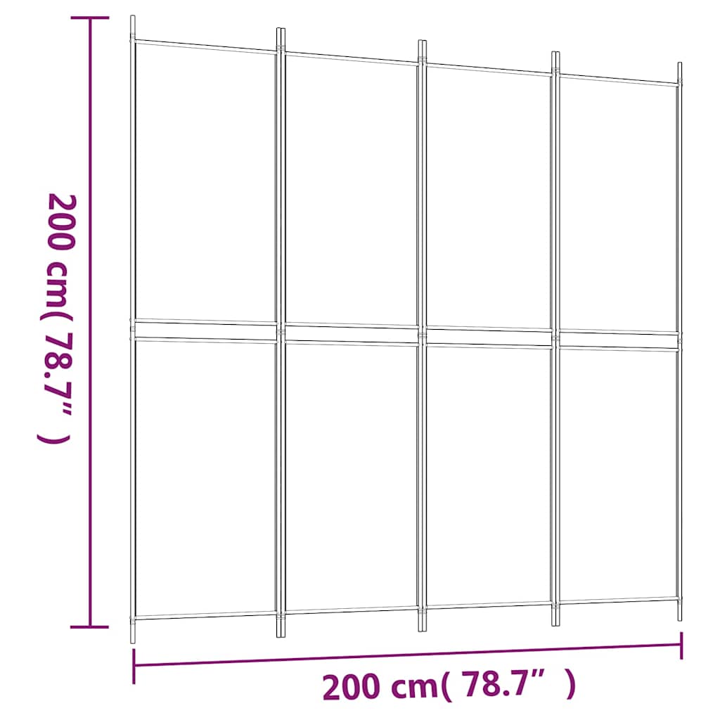 vidaXL 4-Panel Room Divider Black 200x200 cm Fabric