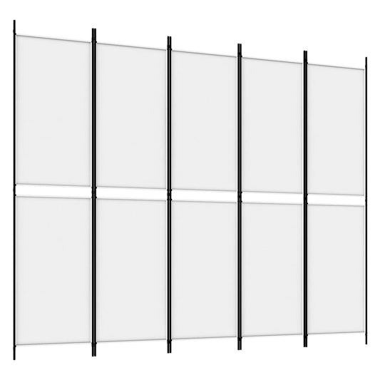vidaXL 5-Panel Room Divider White 250x200 cm Fabric