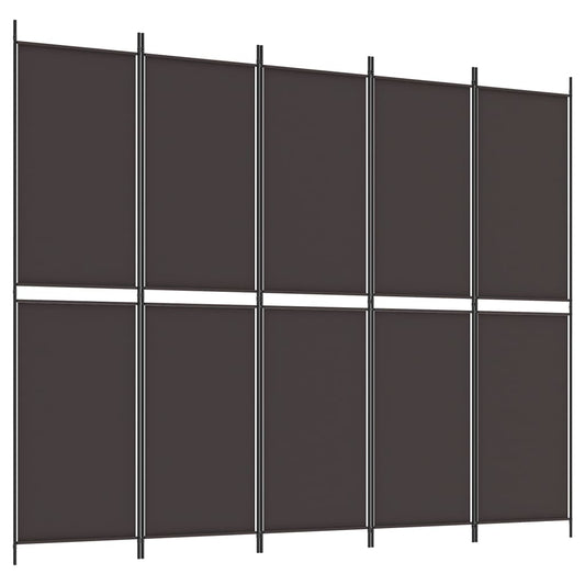 vidaXL 5-Panel Room Divider Brown 250x200 cm Fabric