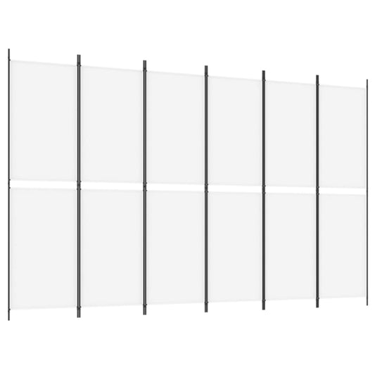 vidaXL 6-Panel Room Divider White 300x200 cm Fabric