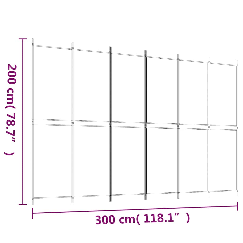 vidaXL 6-Panel Room Divider Brown 300x200 cm Fabric