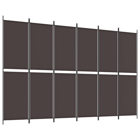 vidaXL 6-Panel Room Divider Brown 300x200 cm Fabric