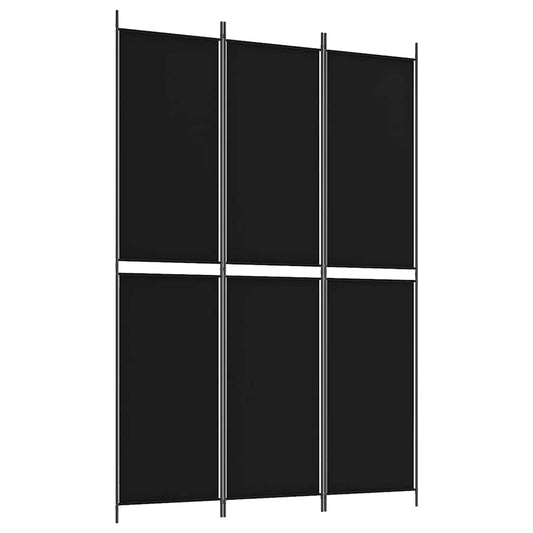 vidaXL 3-Panel Room Divider Black 150x220 cm Fabric