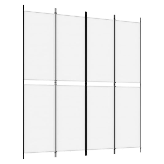 vidaXL 4-Panel Room Divider White 200x220 cm Fabric