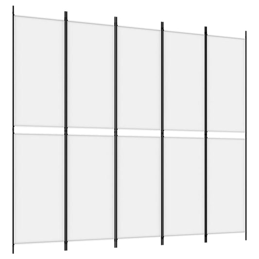 vidaXL 5-Panel Room Divider White 250x220 cm Fabric