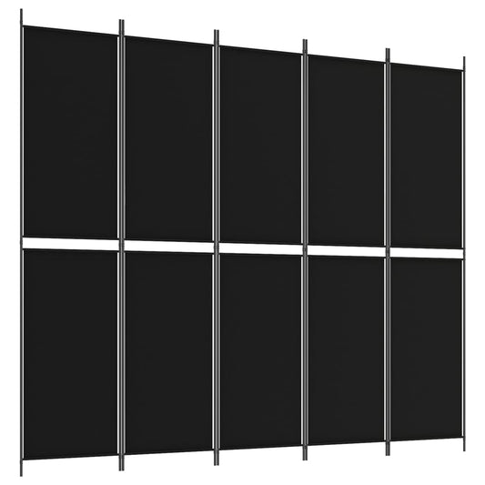 vidaXL 5-Panel Room Divider Black 250x220 cm Fabric