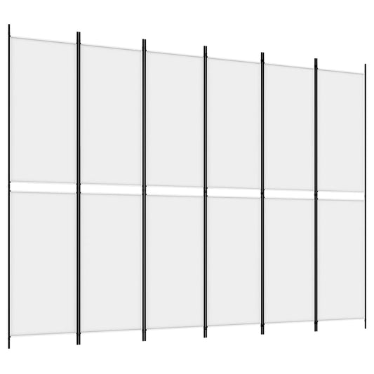 vidaXL 6-Panel Room Divider White 300x220 cm Fabric
