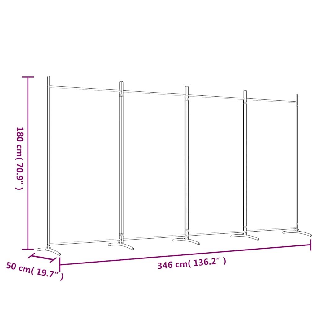 vidaXL 4-Panel Room Divider Anthracite 346x180 cm Fabric