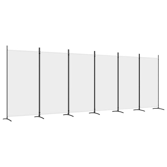 vidaXL 6-Panel Room Divider White 520x180 cm Fabric