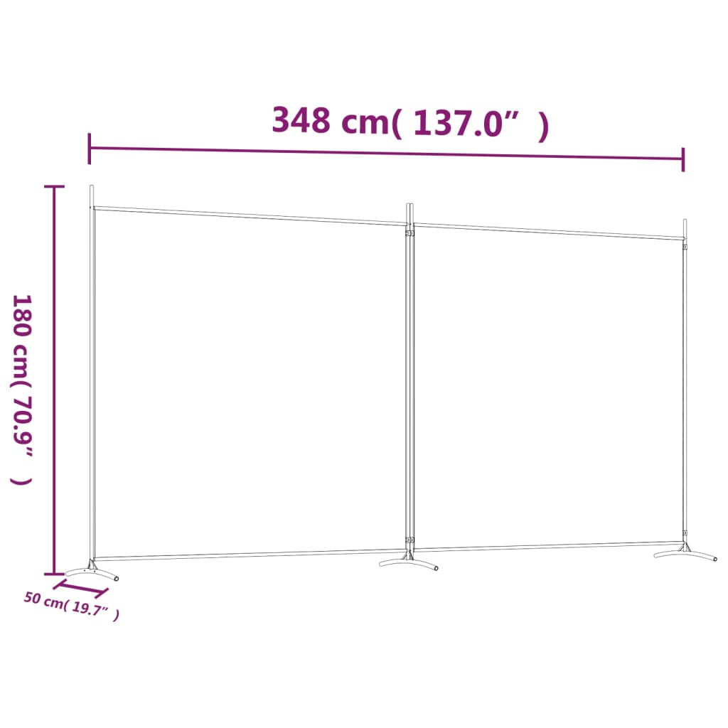 vidaXL 2-Panel Room Divider Brown 348x180 cm Fabric