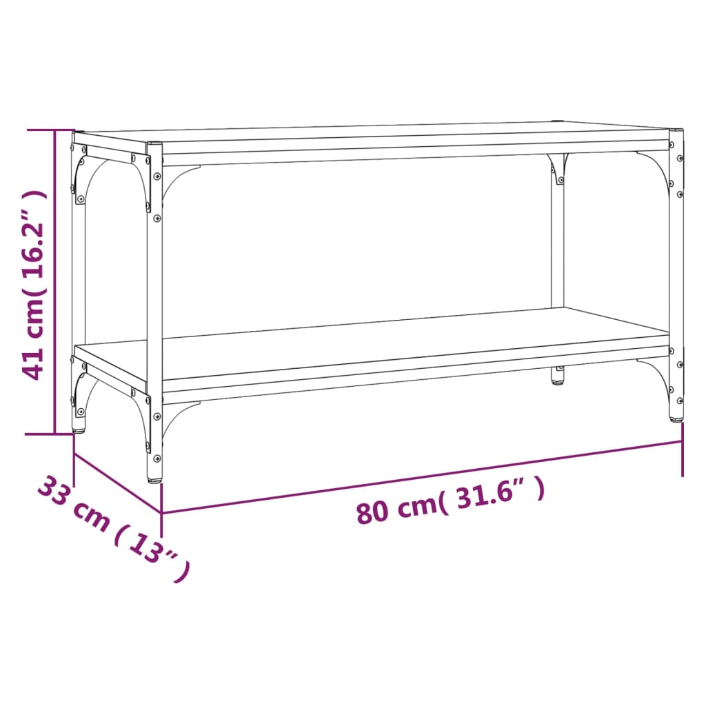 vidaXL TV Cabinet Grey Sonoma 80x33x41 cm Engineered Wood and Steel