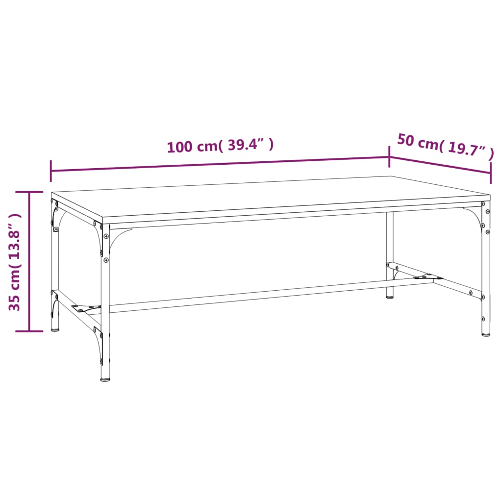 vidaXL Coffee Table Brown Oak 100x50x35 cm Engineered Wood