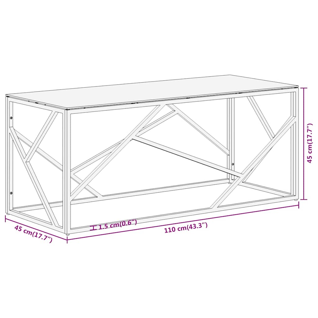 vidaXL Coffee Table Gold Stainless Steel and Tempered Glass