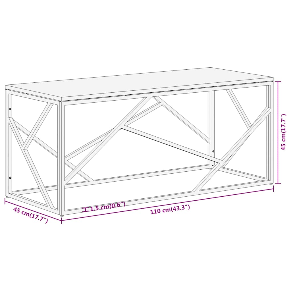 vidaXL Coffee Table Silver Stainless Steel and Solid Reclaimed Wood