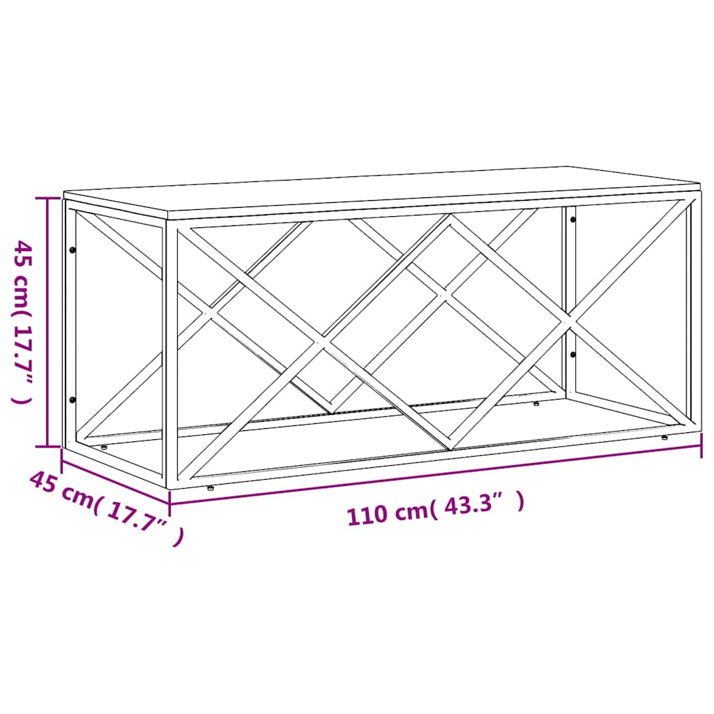 vidaXL Coffee Table Stainless Steel and Solid Wood Reclaimed