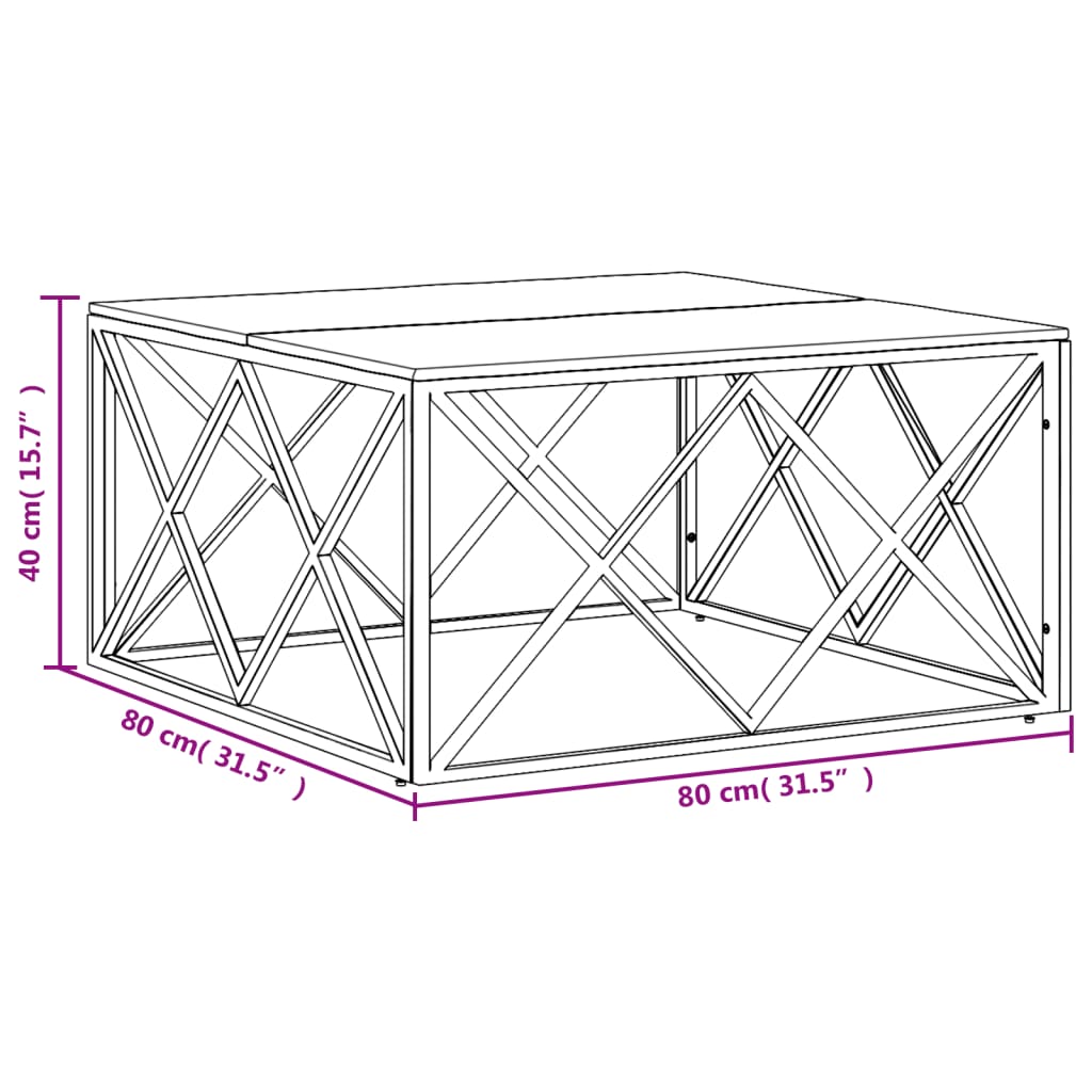 vidaXL Coffee Table Stainless Steel and Solid Wood Reclaimed