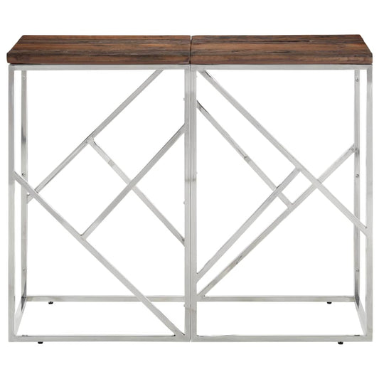 vidaXL Console Table Silver Stainless Steel and Solid Wood Sleeper