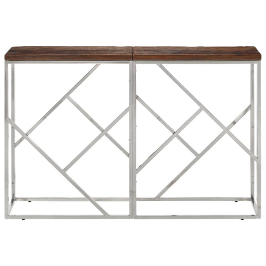 vidaXL Console Table Silver Stainless Steel and Solid Wood Sleeper