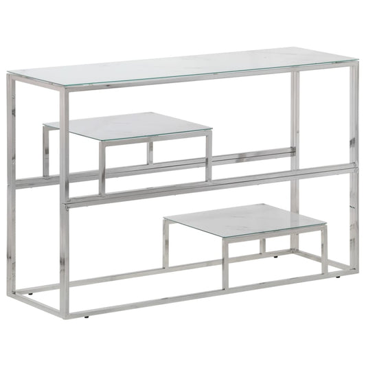 vidaXL Console Table Silver Stainless Steel and Tempered Glass