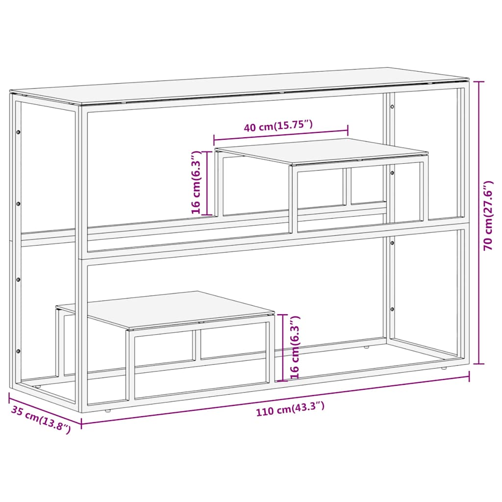 vidaXL Console Table Silver Stainless Steel and Tempered Glass