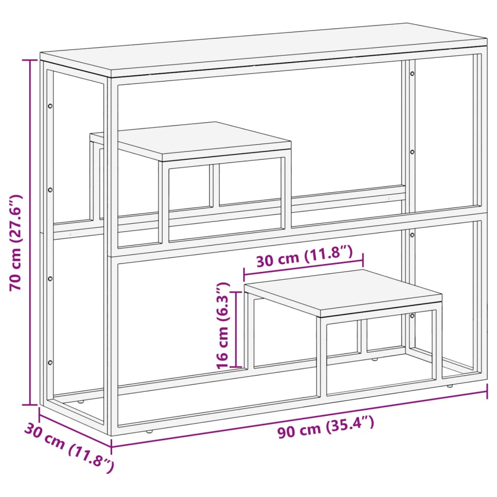 vidaXL Console Table Silver Stainless Steel and Solid Wood Reclaimed