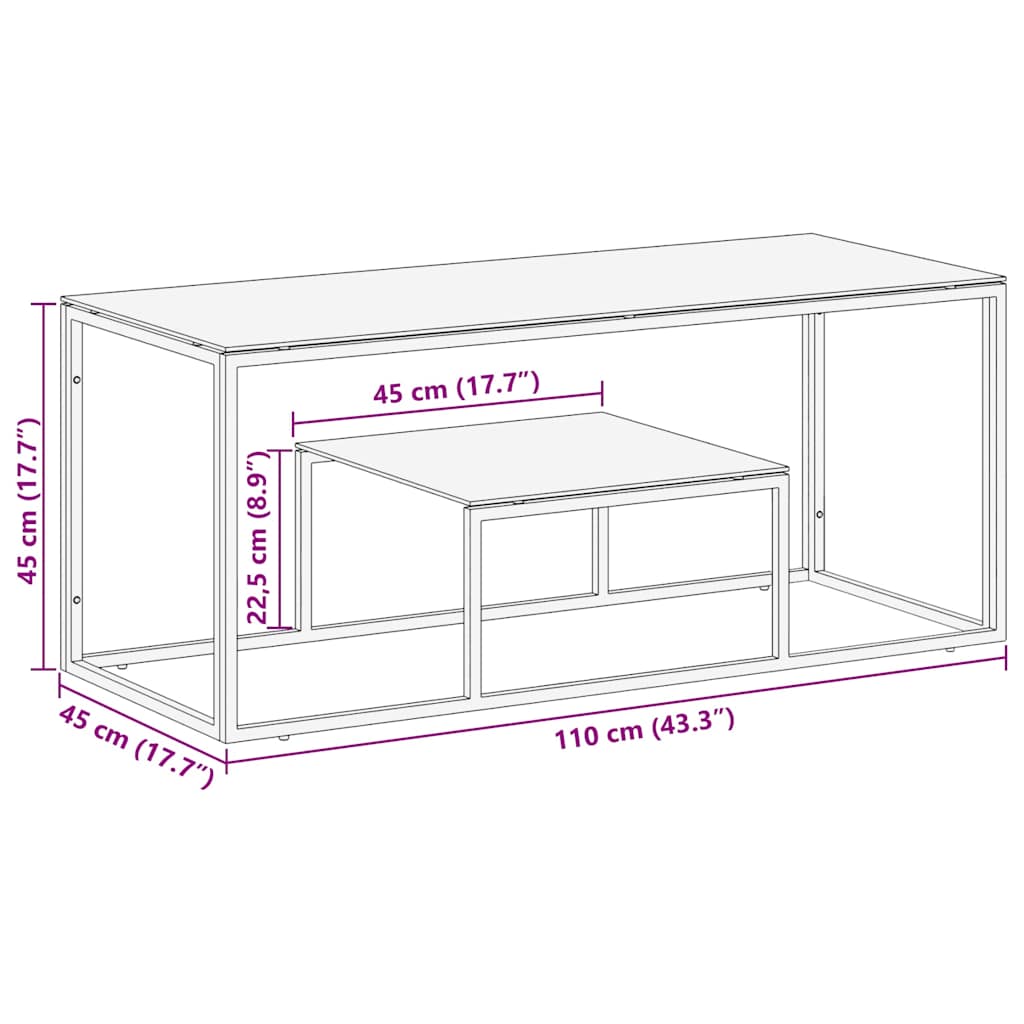 vidaXL Coffee Table Gold Stainless Steel and Tempered Glass