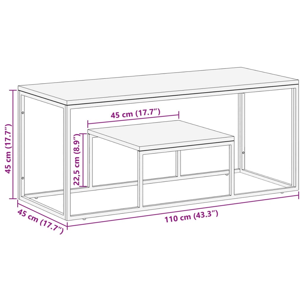 vidaXL Coffee Table Silver Stainless Steel and Solid Wood Acacia
