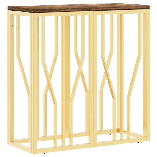 vidaXL Console Table Gold Stainless Steel and Solid Wood Reclaimed