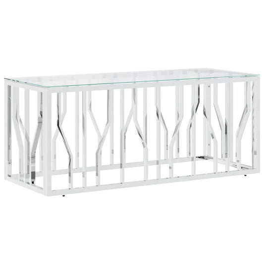 vidaXL Coffee Table 110x45x45 cm Stainless Steel and Glass