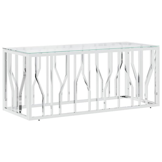 vidaXL Coffee Table 110x45x45 cm Stainless Steel and Glass