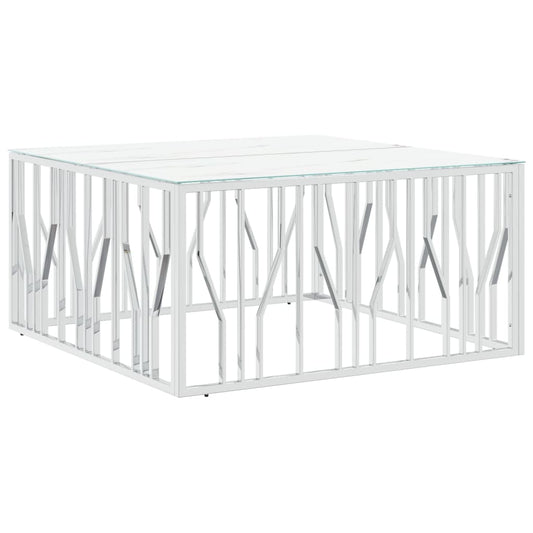 vidaXL Coffee Table Silver 100x100x50 cm Stainless Steel and Glass